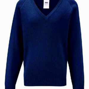 Knitted Vneck Jumper Navy