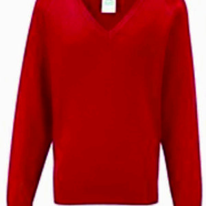 Knitted Vneck Jumper Red