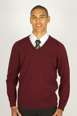 Knitted Vneck Jumper Maroon