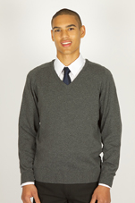 Knitted Vneck Jumper Mid Grey