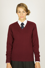 Knitted Vneck Jumper Maroon