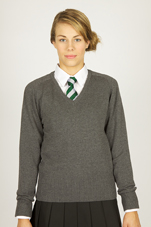 Knitted Vneck Jumper Mid Grey