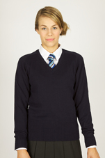 Knitted Vneck Jumper Navy