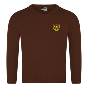 St Michaels Primary V-Neck Knitted Jumper Brown