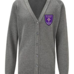 St John's Academy PS Knitted Cardigan Mid Grey