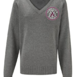 St Athanasuis PS V-Neck Knitted Jumper Mid Grey