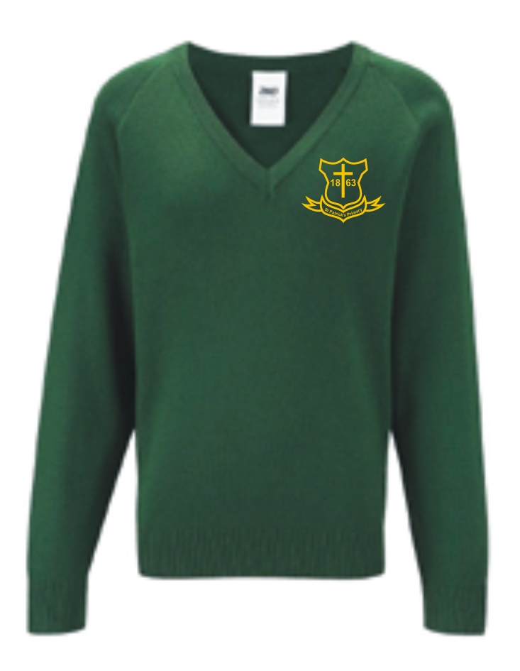 St Patricks PS Strathaven V-Neck Knitted Jumper Bottle