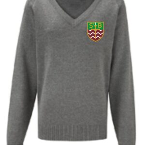 St Barbara's PS V-Neck Knitted Jumper Mid Grey