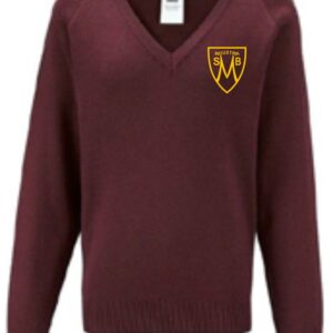 St Bernadettes PS V-Neck Knitted Jumper Maroon